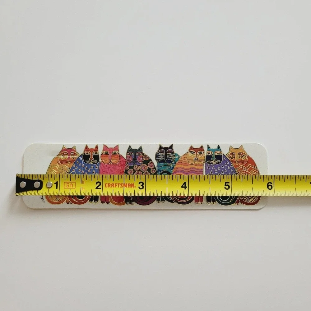 Vintage 90s Feline Family Portrait Laurel Burch gold cats Tab Bookmark XKT-12394